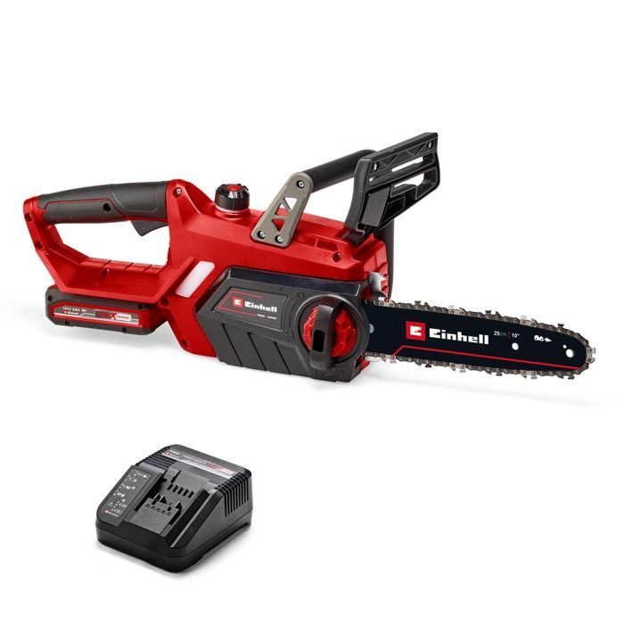 Kit de motosierra inalámbrica Einhell GE-LC 18/25 Li - PXC (18 V, capacidad de corte de 23 cm). Incluye batería de 3,0 Ah y cargador.