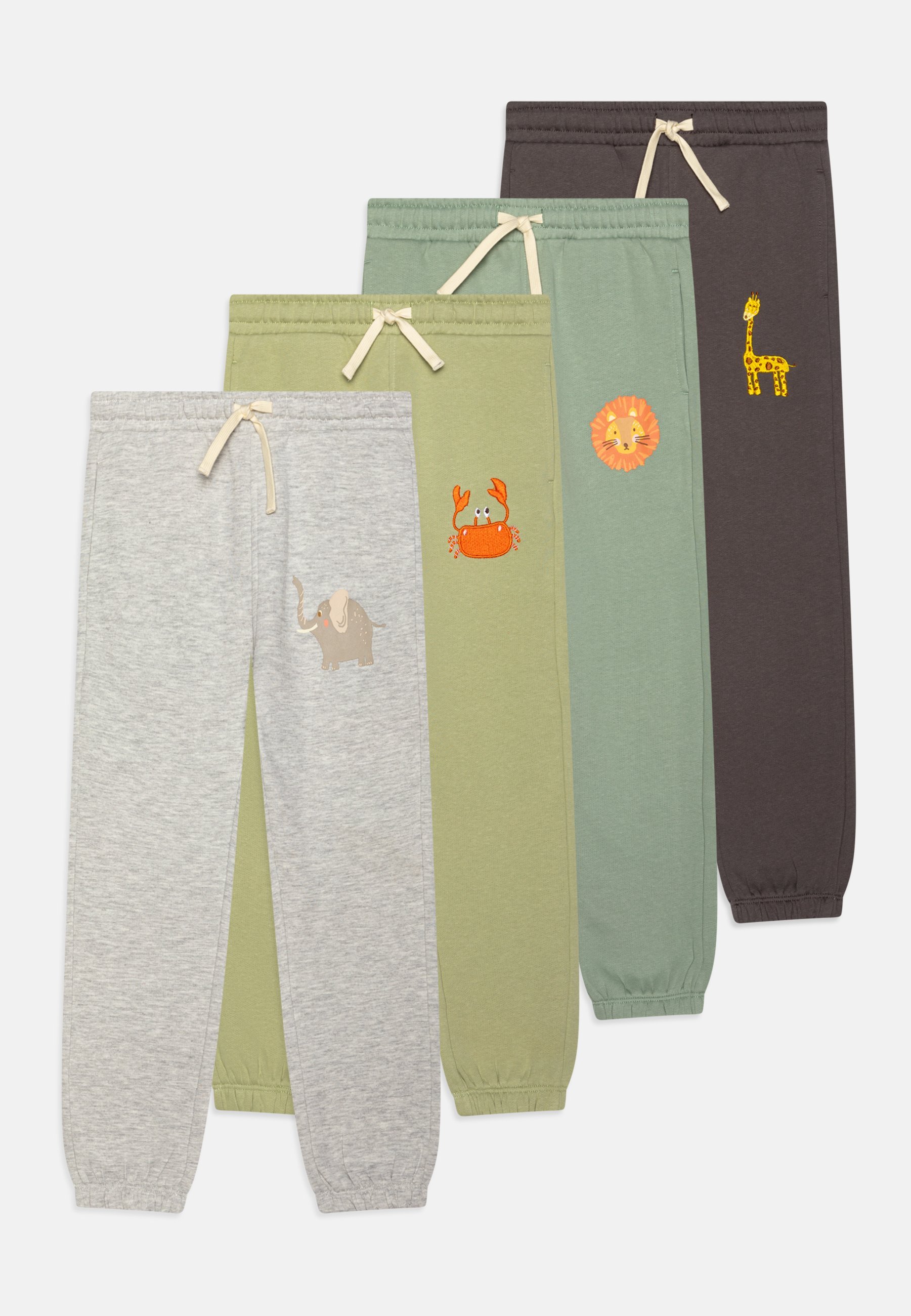 Friboo 4 PACK - Teplákové kalhoty - olivová/světle šedá melírovaná/khaki