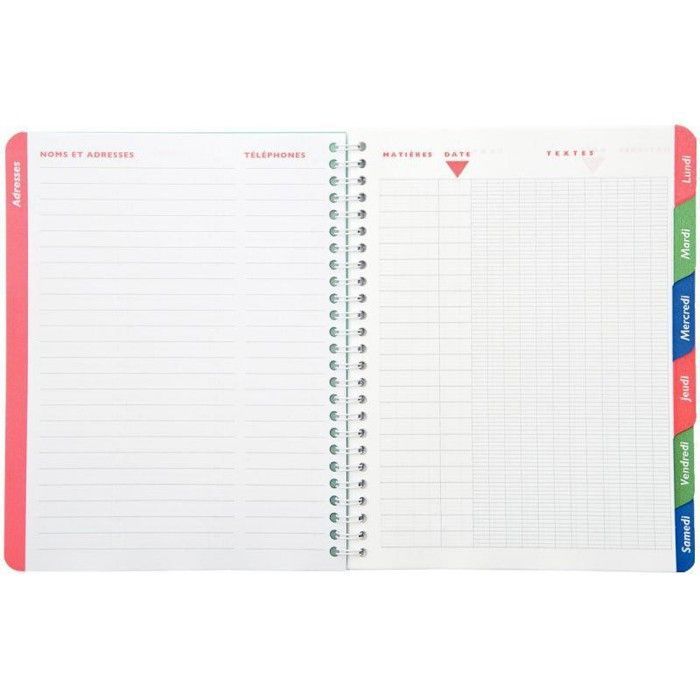 Cahier de textes - Clairefontaine - Mimesys - 170 x 220 mm - Couleur Noir