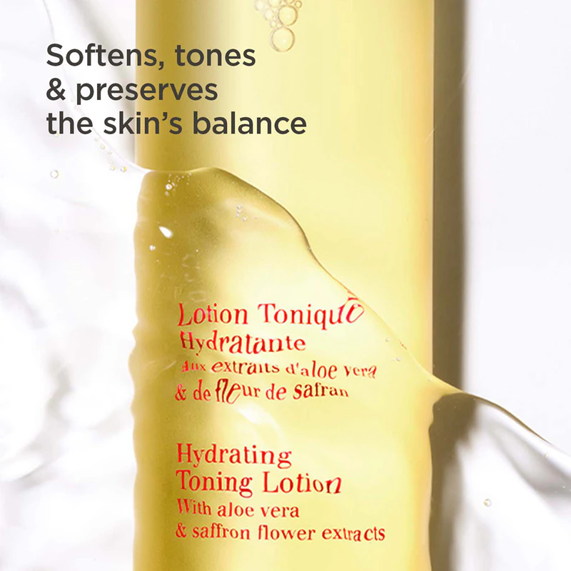 Loção de limpeza, hidratação e tônica Clarins para pele normal a seca.
