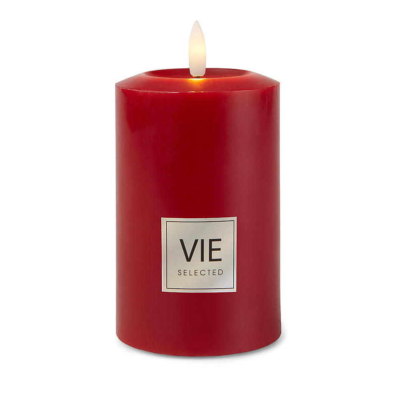 Vie Selected kubelys 12 cm ø 7,6 cm LED voksrød