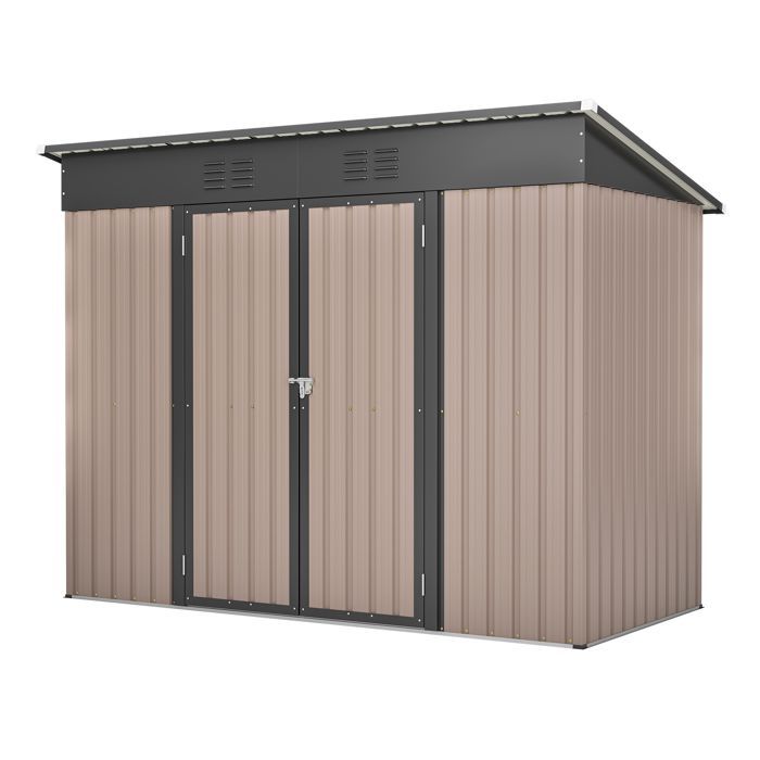 Casetta da giardino in metallo, acciaio zincato, resistente alle intemperie, per riporre attrezzi da esterno, marrone, 242x126x182 cm