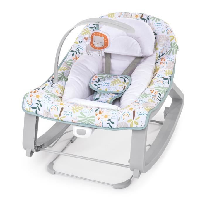 INGENUITY Keep Cozy Sdraietta convertibile 3 in 1 per neonati - Arcobaleno tropicale - 3 posizioni: barra giochi rimovibile, fino a 18 kg