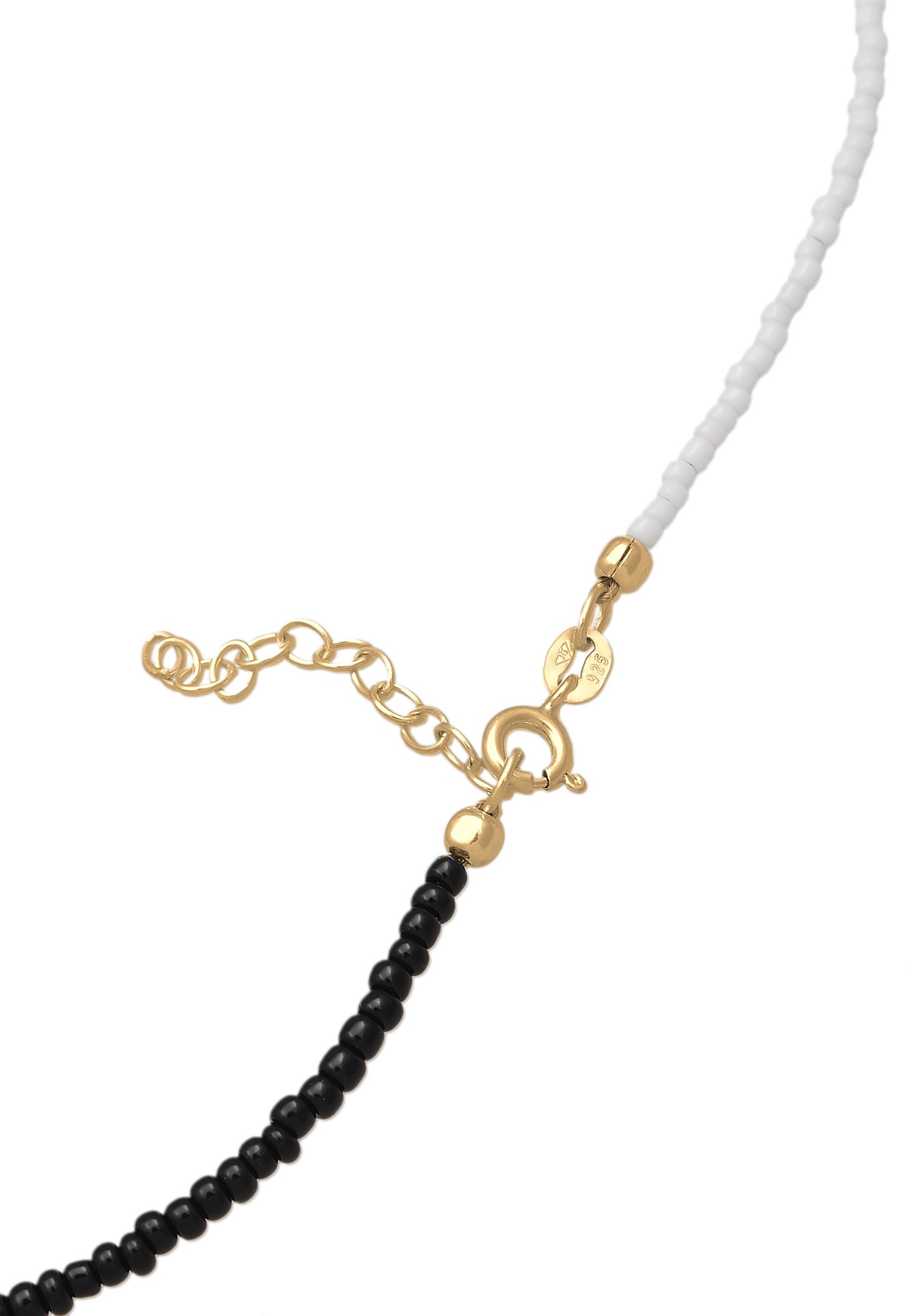 Elli Femmes choker perles de verre Ying Yang en argent sterling 925 plaqué or