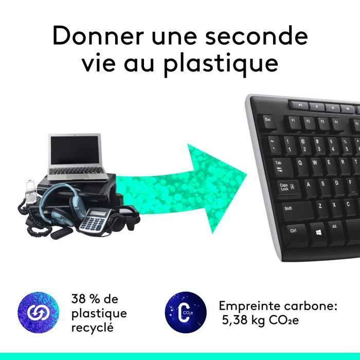 Teclado inalámbrico Logitech K270 AZERTY negro