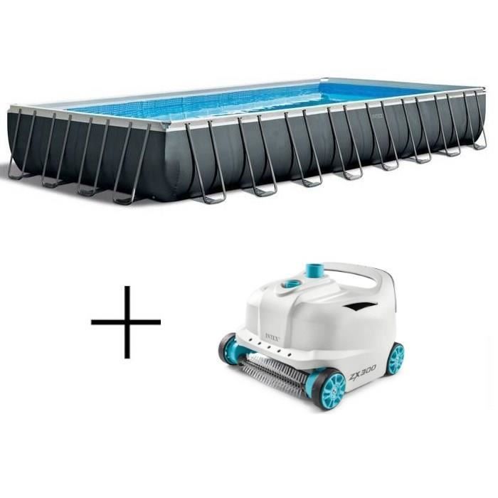 Kit de piscina desmontable tubular Intex Ultra XTR - 975 x 488 x 132 cm - Rectangular (Filtro de arena) + Limpiador de piscinas robótico Intex