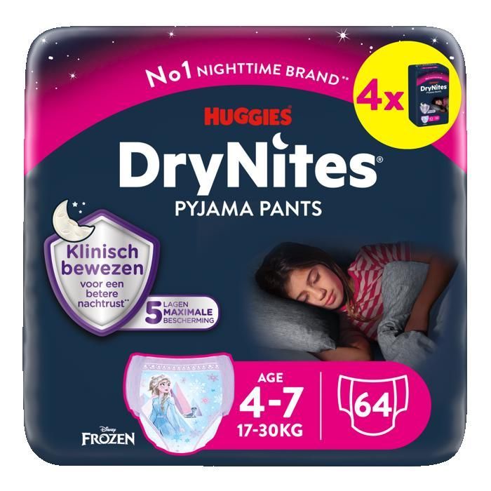 DryNites Couche de Nuit pour Fille 4-7 Ans 17-30 kg (4x16)