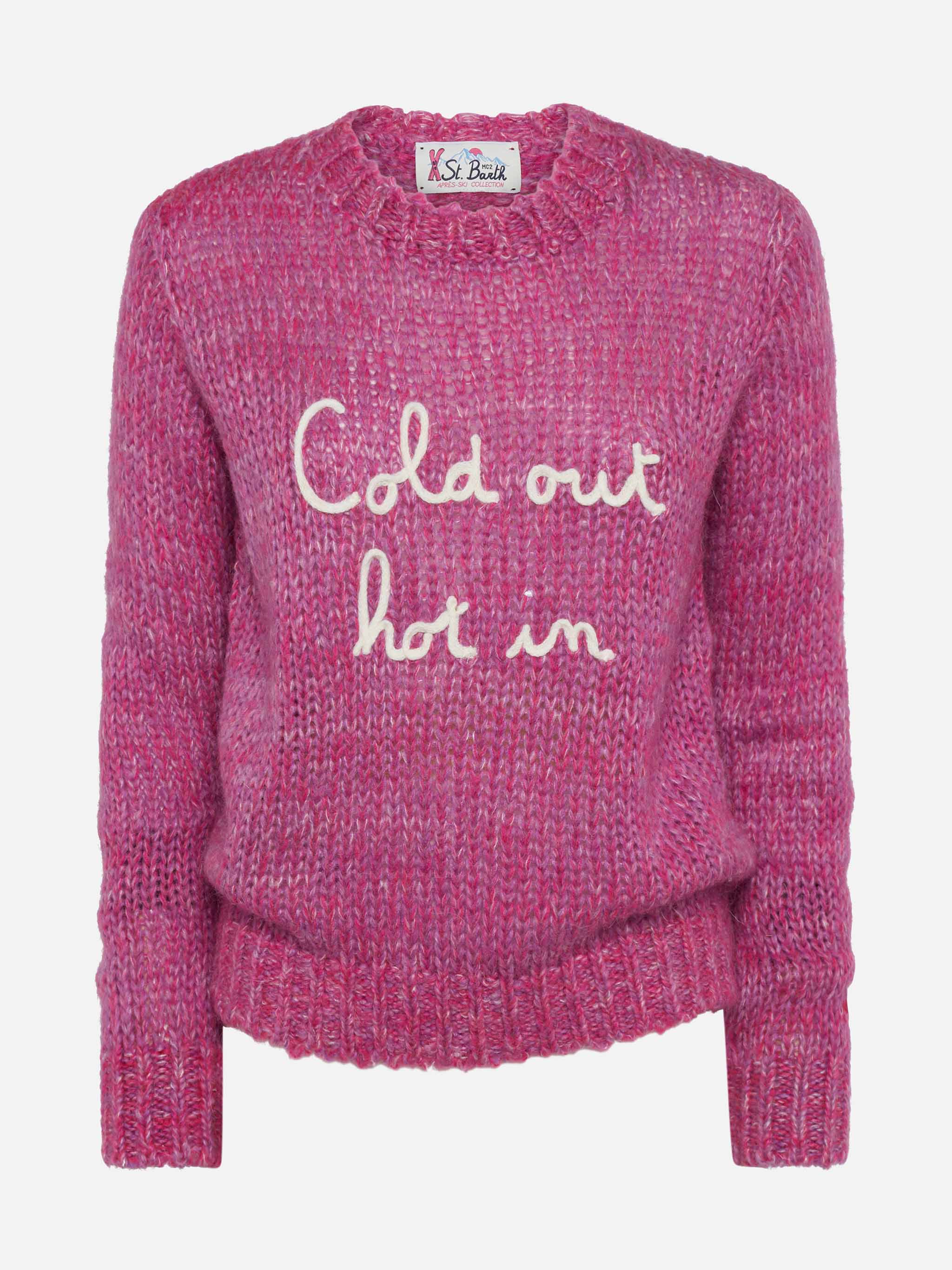 Pull doux à col rond pour femme avec broderie Cold Out Hot In
