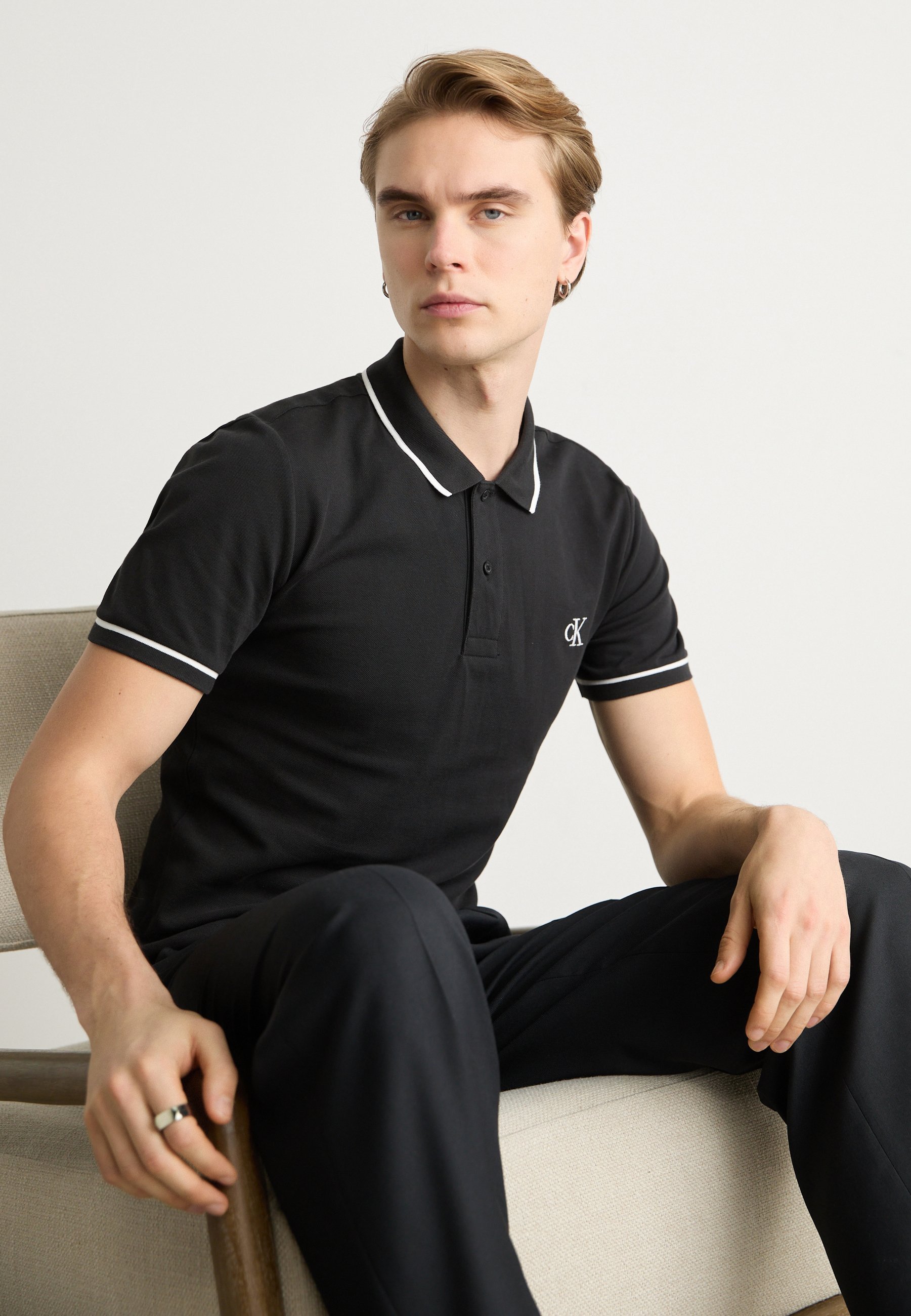 Polo Calvin Klein Jeans TIPPING SLIM - Noir