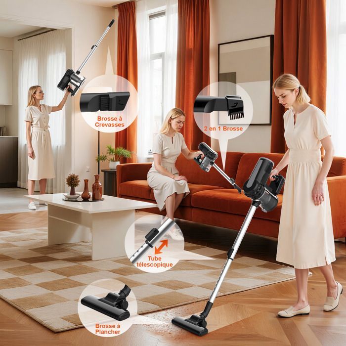 Aspiradora de mano con cable - TANBABY - 600 W - Ligera (1,9 kg) - Filtro HEPA - Potente (15 kPa)
