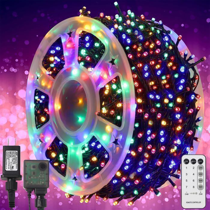 Guirlande Lumineuse Noël 100m - 1000 LED Multicolores 8 Modes - Télécommande & Étanche IP65 - Pour Sapin/Jardin/Extérieur