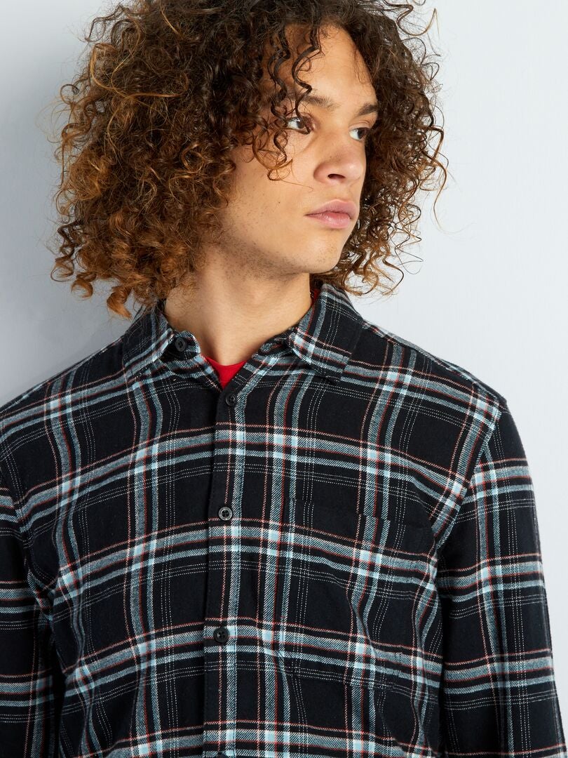 Camisa de flanela xadrez - PRETA