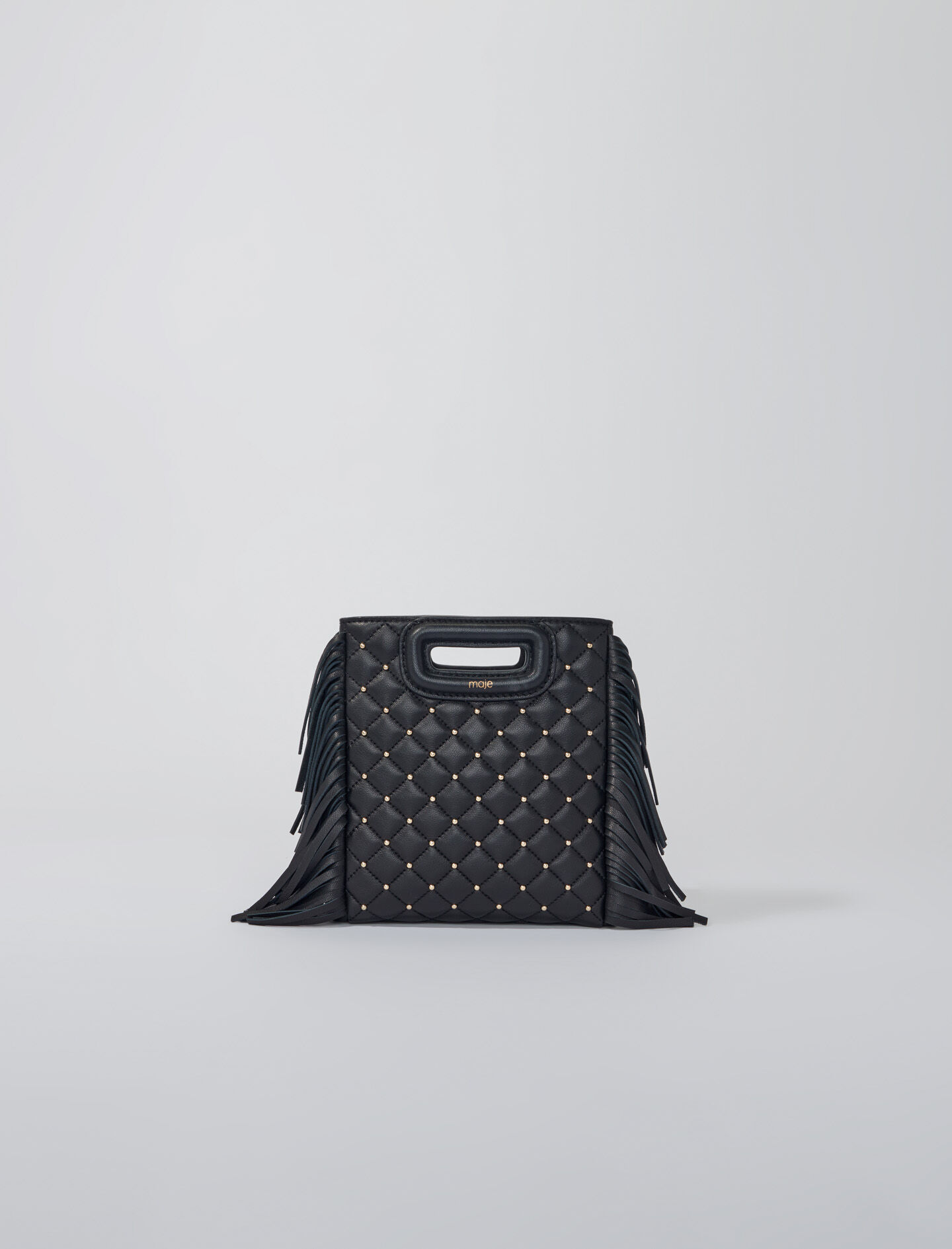 Mini gewatteerde tas M met studs - Zwart
