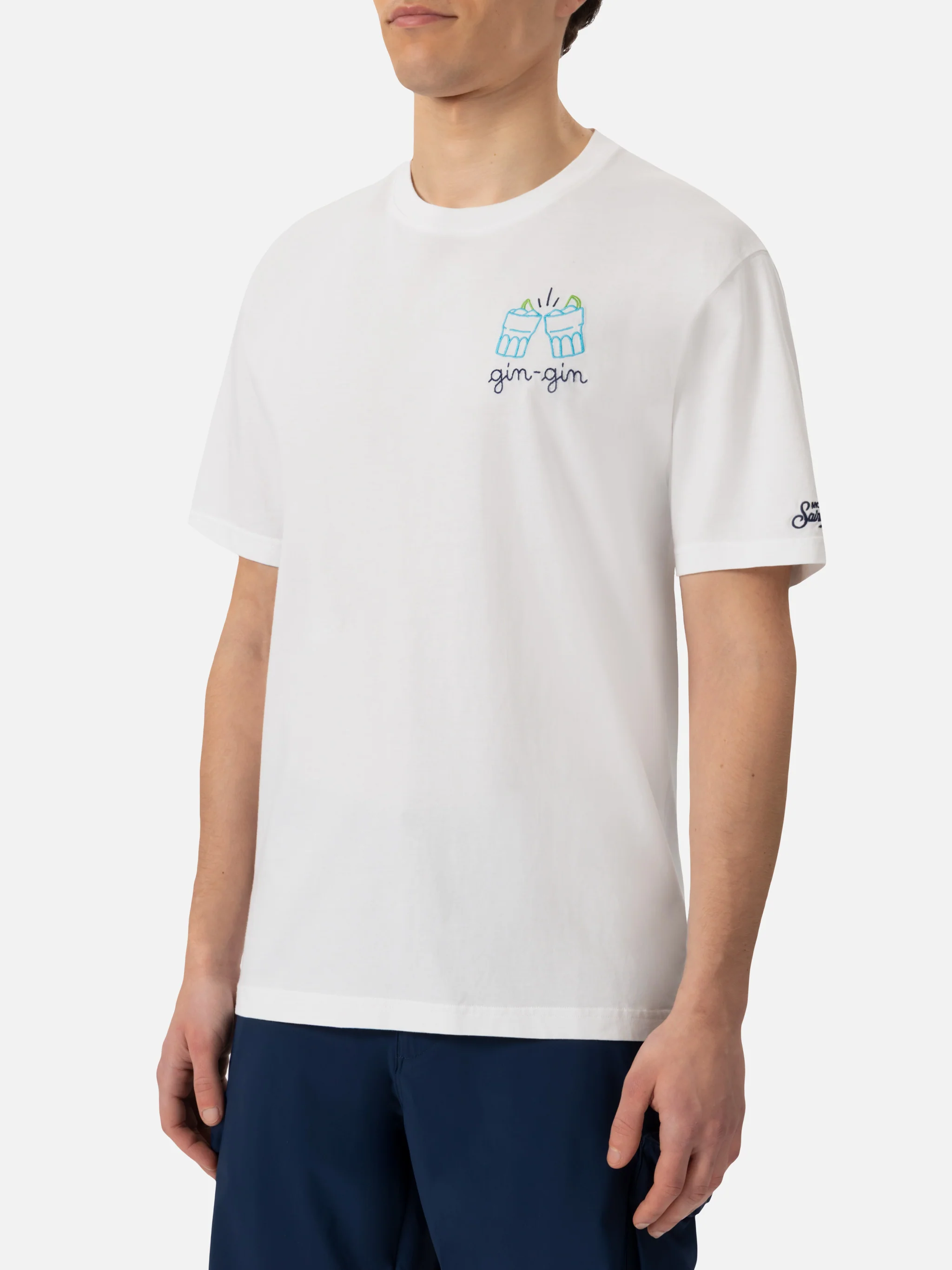 T-shirt Portofino in jersey di cotone classic fit con ricamo Gin Gin |