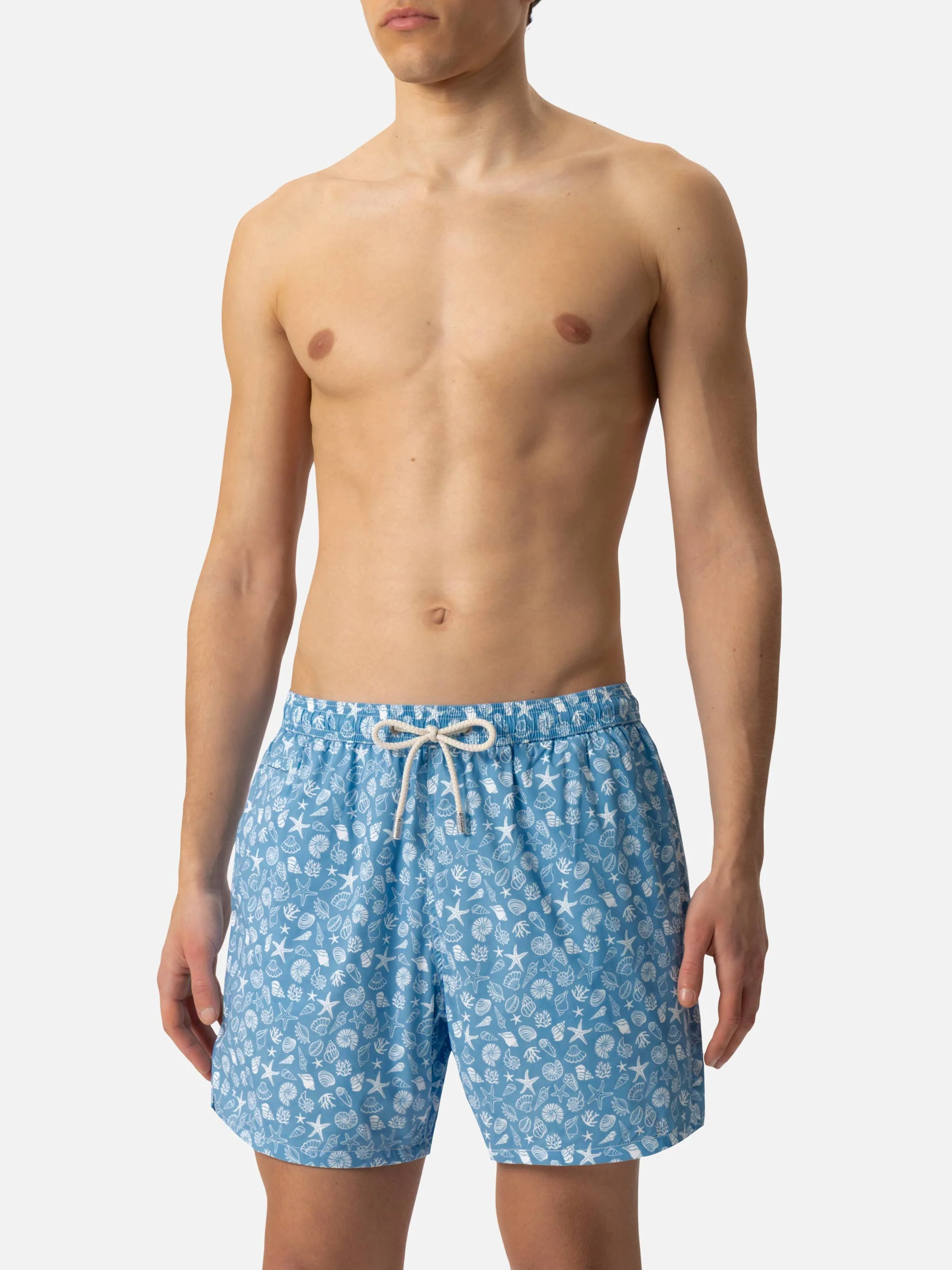 Comfortabel lichtgewicht badpak met tropische schelpenprint