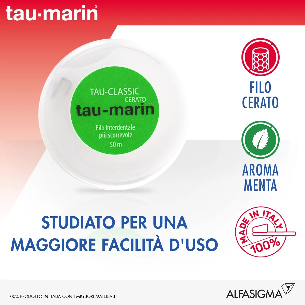 ALFASIGMA TAU MARIN Gewachste Zahnseide Tau-Marin 50 m