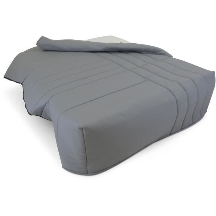 Banquette BZ 2 places BECCI - Tissu gris - Matelas Bultex - L142 x P101 x H95cm - Fabrication française