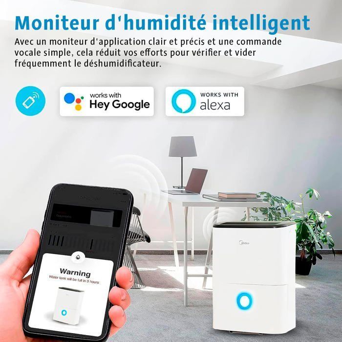 Deumidificatore - MIDEA - Modello MDDF-20DEN7-QA3 - 20 L - Silenzioso 41 dB - Programmabile 24 ore