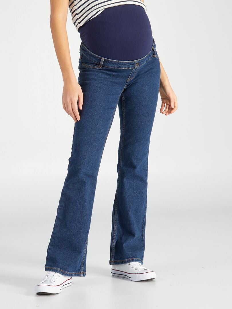 Calça jeans flare para gestantes - AZUL