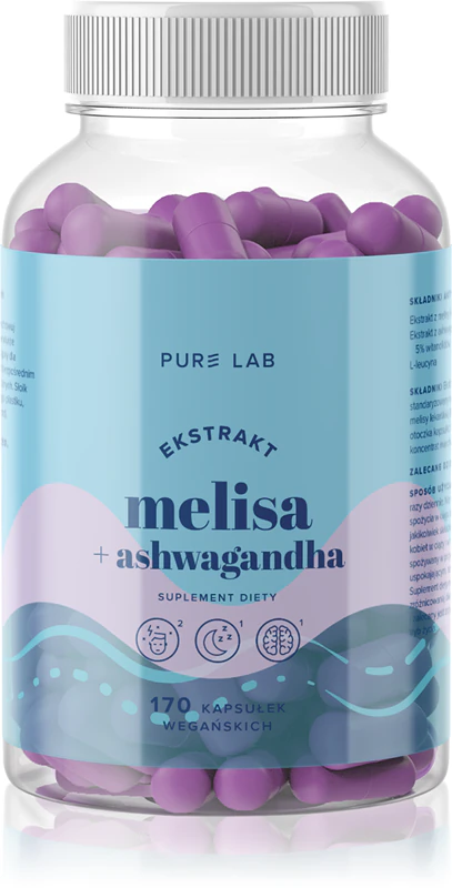 Aura Herbals Pure Lab Extrakt z medovky citrónovej 150 mg + Ašvaganda Výživový doplnok kapsuly pre lepší spánok a regeneráciu