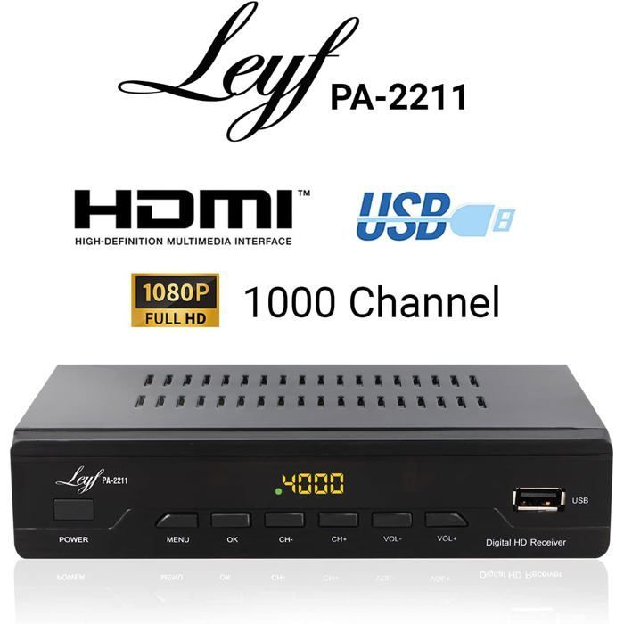 LEYF PA-2211 Digital Terrestrial Television (DTT) Decoder, Full HD 1080p, Free-to-Air Channels, DVB-T2, DTT Tuner