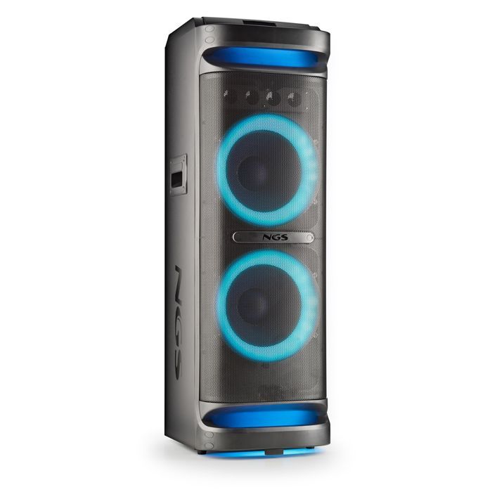 NGS WILD SPACE 3: 4000W Party Speaker BT/TWS, USB/AUX, LED, poignées, 2 entrées micro.