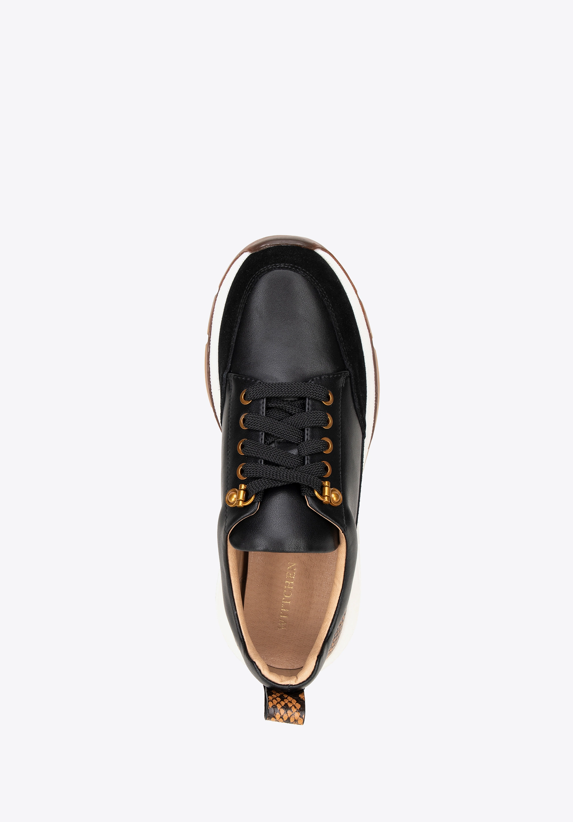 Damskie sneakersy z motywem zwierzęcym czarno - brązowe