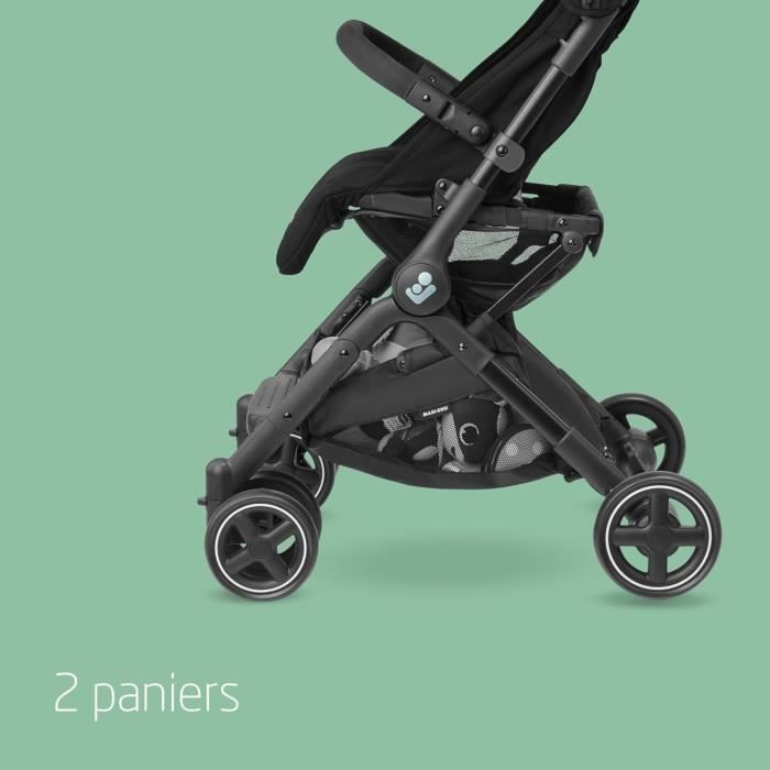 MAXI-COSI Lara 2 Ultra Compact -rattaat, 0–4 vuotta, 0–22 kg, automaattisesti taittuva, 3 kallistusasentoa, Essential Black