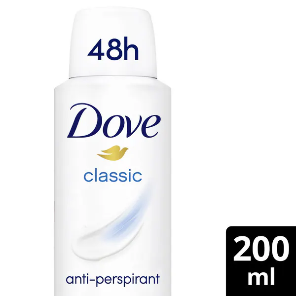 Deodorante antitraspirante Dove da donna, classico spray, 200 ml