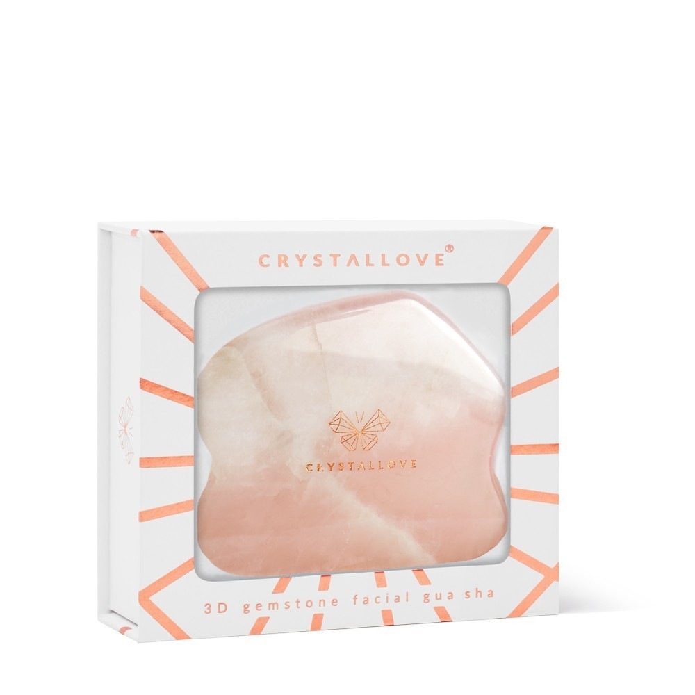 Crystallove masāžas aksesuārs rožu kvarca kontūru gua sha - 1 gab.