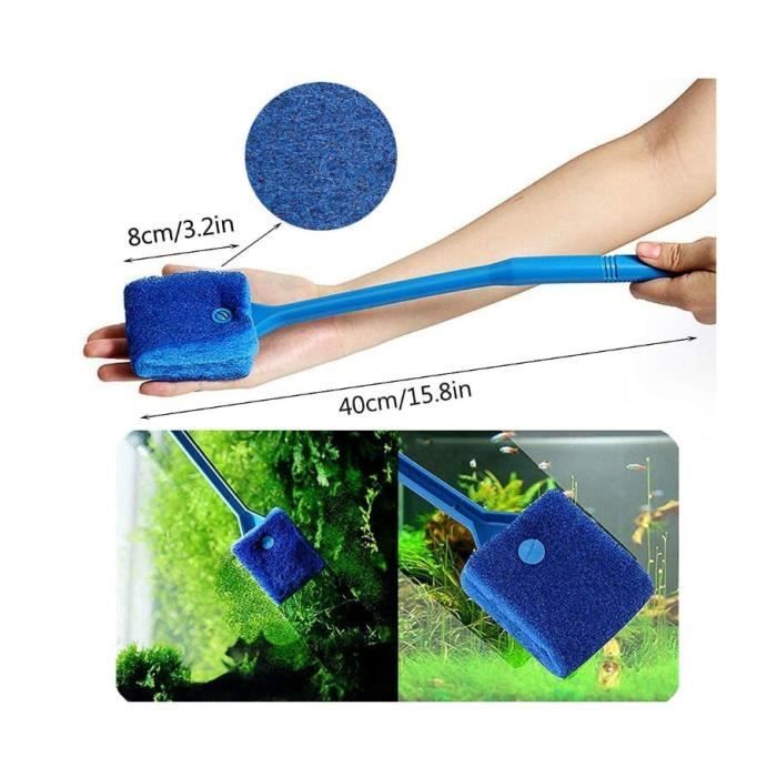 Brosse de nettoyage en éponge pour aquarium - En une seule pièce - Algicide - Double face - Avec poignée