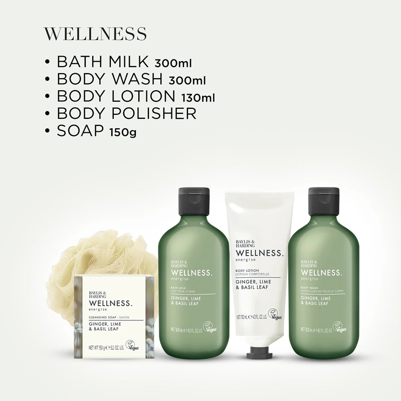 Baylis & Harding Wellness. Enerģijas dāvanu komplekts ar ingveru, laimu un bazilika lapām