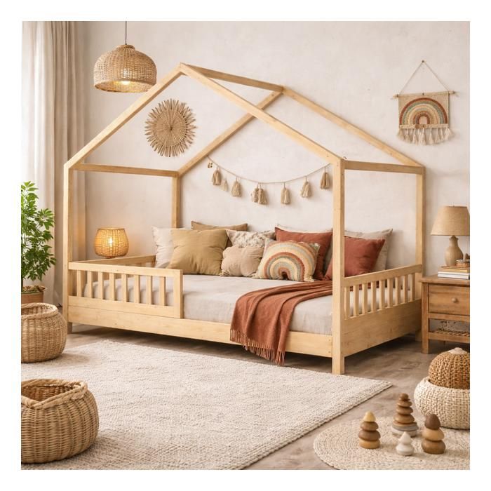Kinder-Hochbett 90x190 cm - Holz - Inklusive Lattenrost - Kinderstil