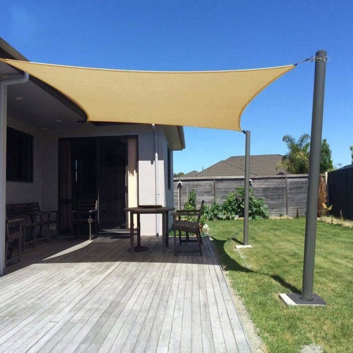 Vela de sombra rectangular de 3x4 m con protección UV para patio, jardín, terraza, exteriores y balcón.