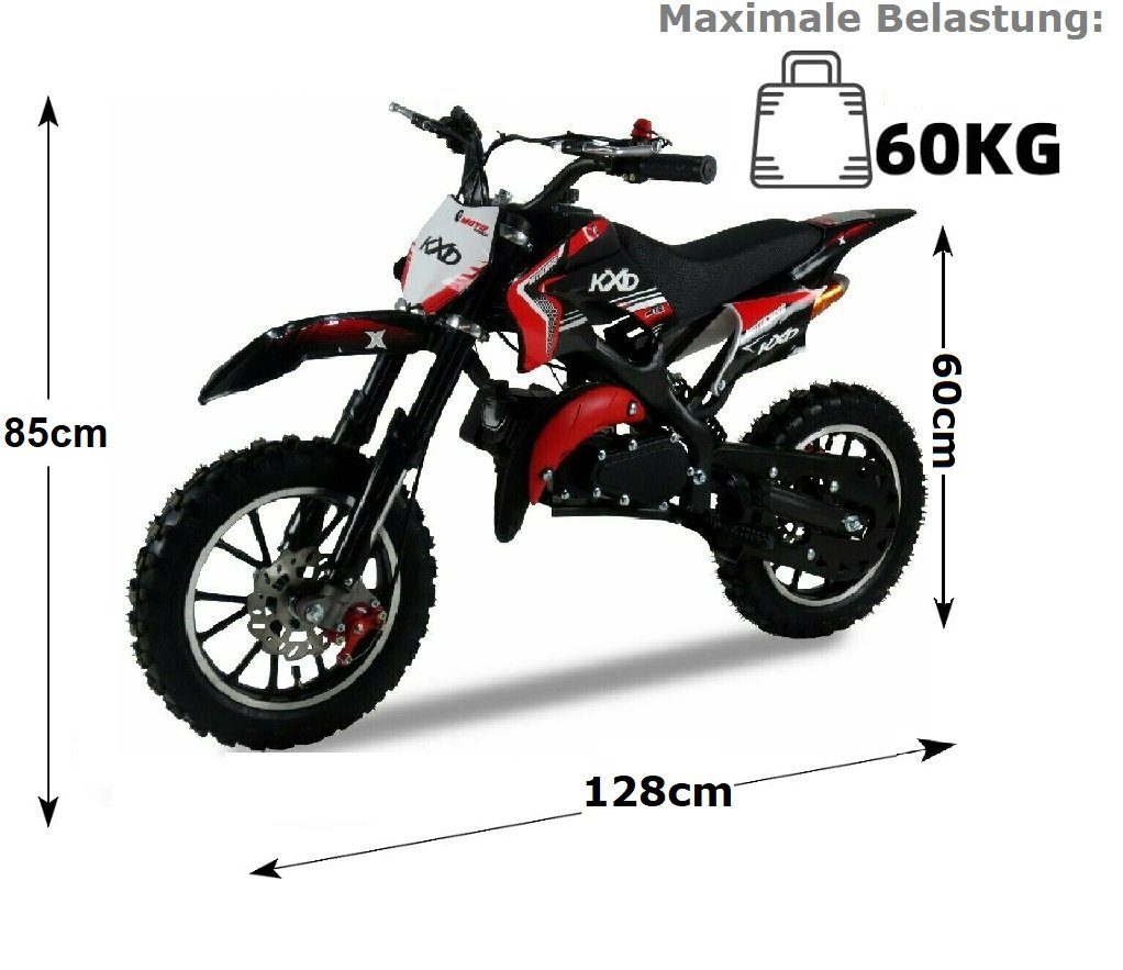 KXD Dirt Bike KXD 701 49ccm 2T Kindercrossmotor Crossbike DirtBike Pocket, 1 versnelling