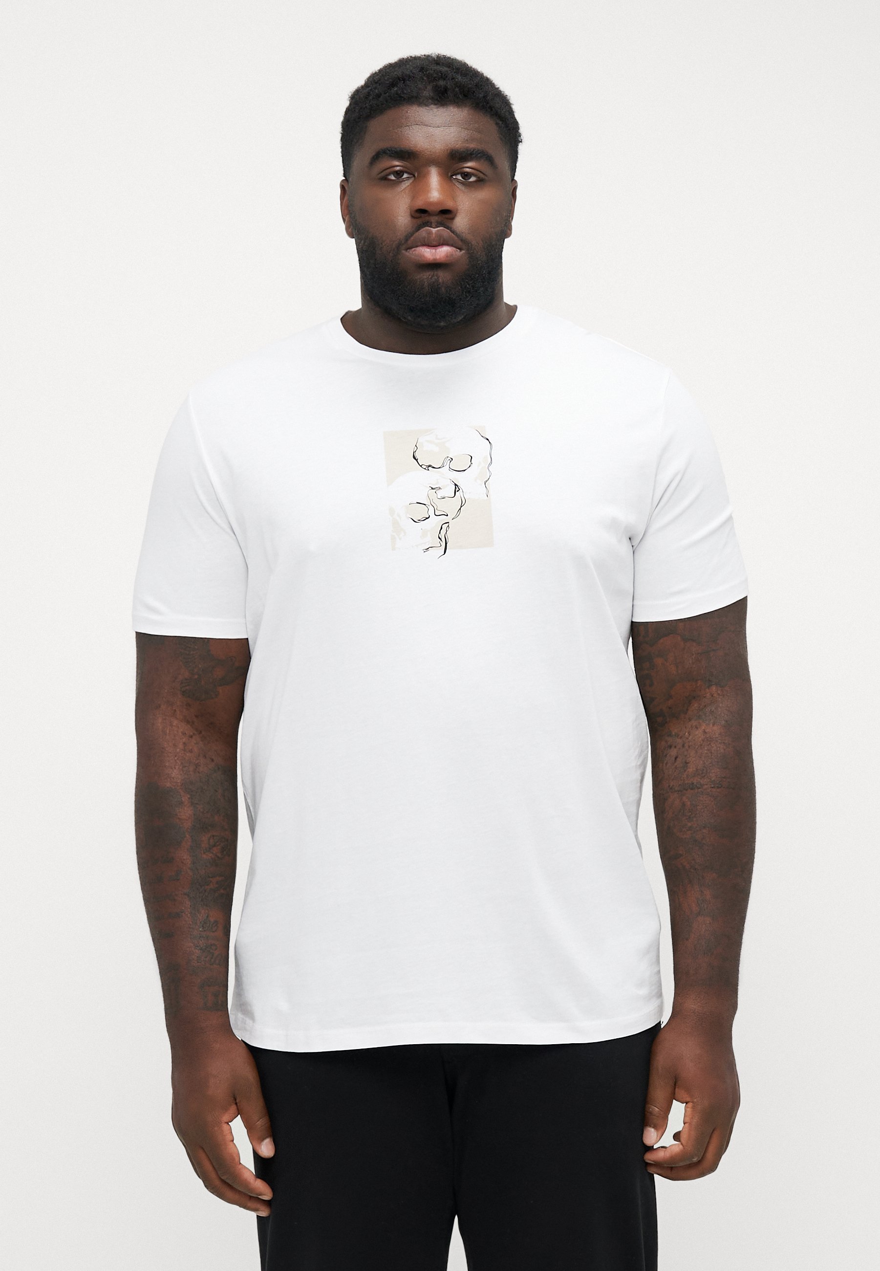 Jack & Jones JJSKULLY T-shirt met ronde hals, 3 stuks - T-shirt met print - Ultimate grijs/zwart/wit