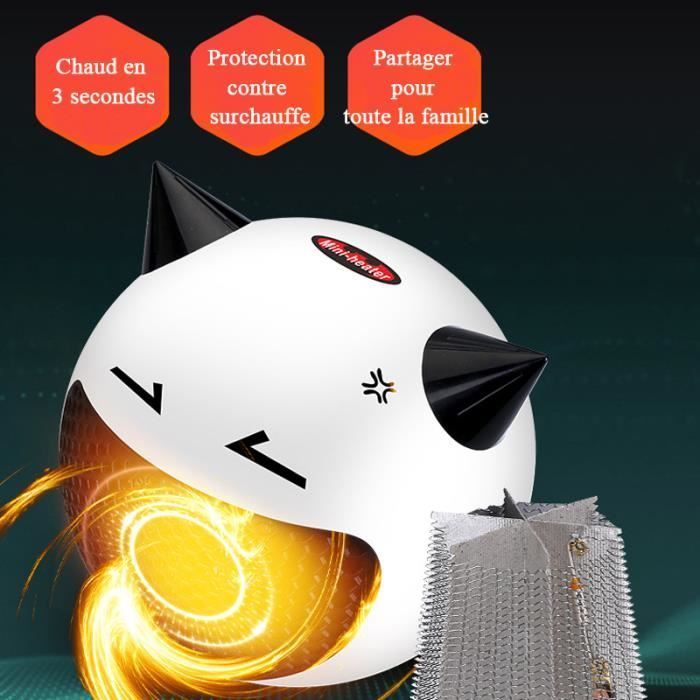 Calefactor portátil Ecent de 400 W con ventilador - Calefactor auxiliar negro, se calienta en 2 segundos con termostato.