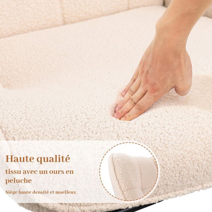 Fauteuil à bascule - SOMUBI - Beige - Bois massif - Cadre en métal - Dossier haut et rembourré