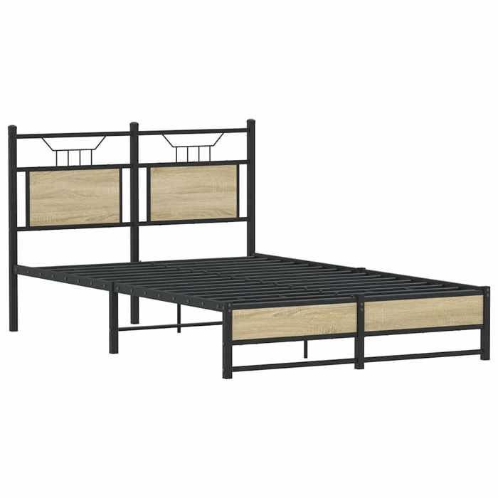 Sonoma eikenhouten bedframe - vidaXL - 120x190 cm - Hoofdbord - Opbergruimte - Lattenbodem - 196x126x91,5 cm