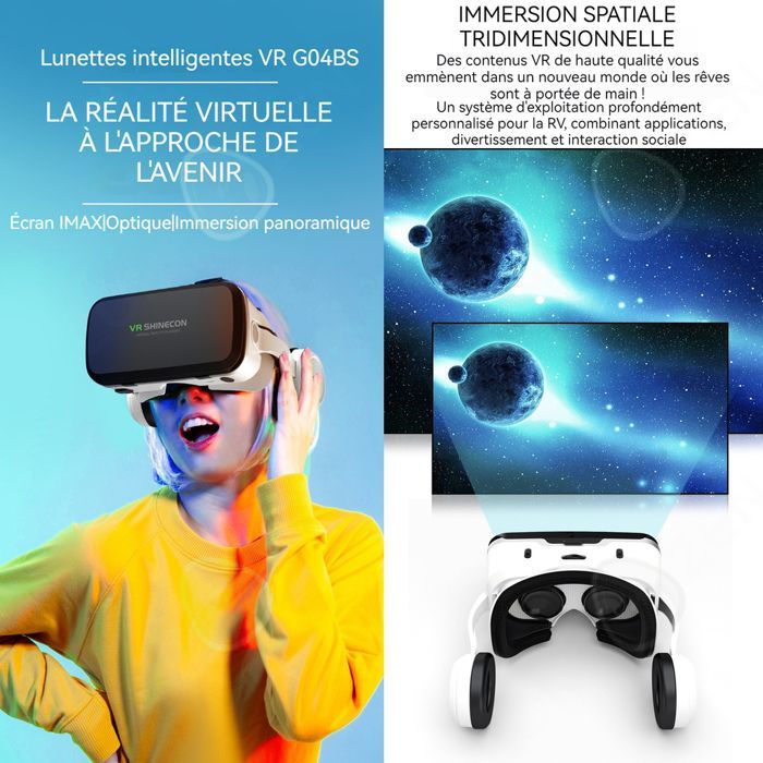 Óculos de realidade virtual 1080p, tela IMAX gigante, ajuste independente, espaço 3D de 360 graus, tour panorâmico, pacote de realidade virtual