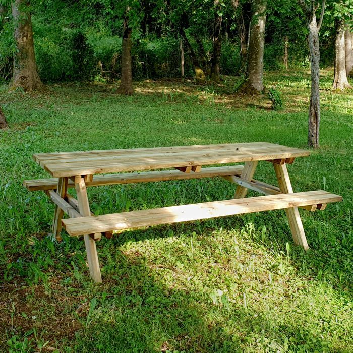 Mesa de picnic de madera para 6/8 personas en Fontainebleau.