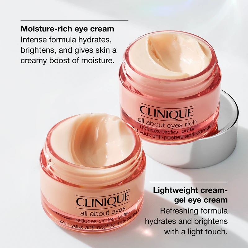 Clinique All About Eyes™ bagātīgi mitrinošs acu krēms pret pietūkumu un tumšajiem lokiem zem acīm