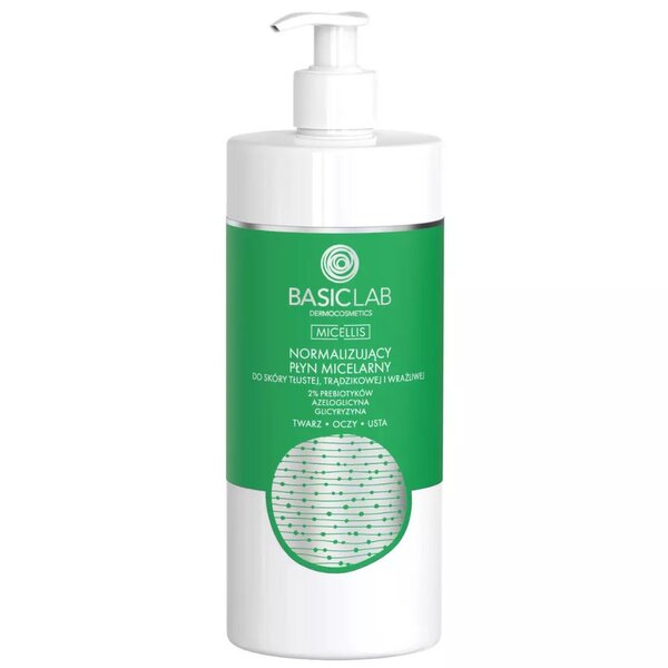 Micelární voda BasicLab pro mastnou pleť se sklonem k akné 500 ml