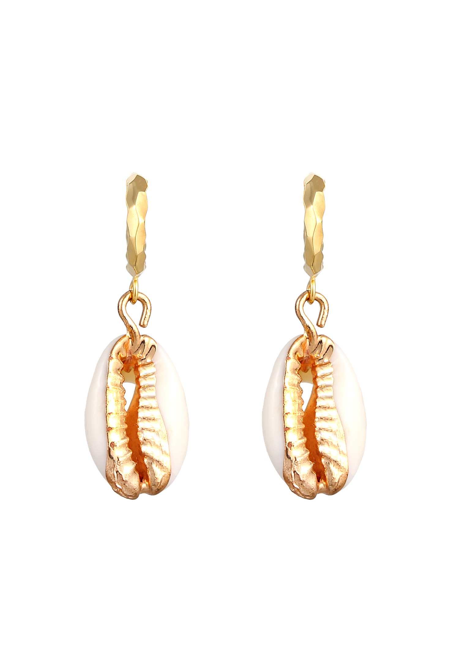 Elli Créoles Coquillage Kauri Plage Été Trend Maritime Boucles d'Oreilles Femme - (925/1000) Argent Plaqué Or