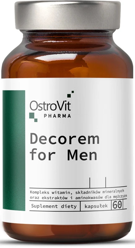 OstroVit Decorem vīriešiem paredzētas uztura bagātinātāja kapsulas ar multivitamīnu kompleksu