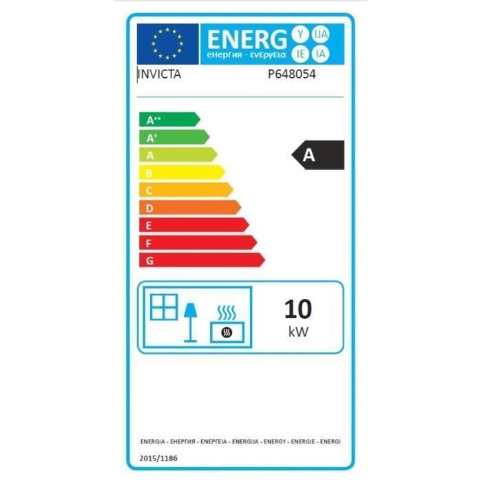 Poêle à bois - INVICTA - Fifty plus pied - 10 KW - En fonte - Bûches 60 cm