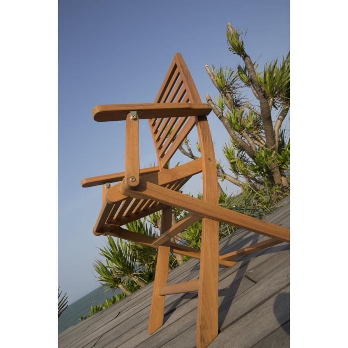 Lot de 2 fauteuils de jardin pliants - EDEN - Bois Eucalyptus FSC - 57,5 x 52,5 x H91 cm