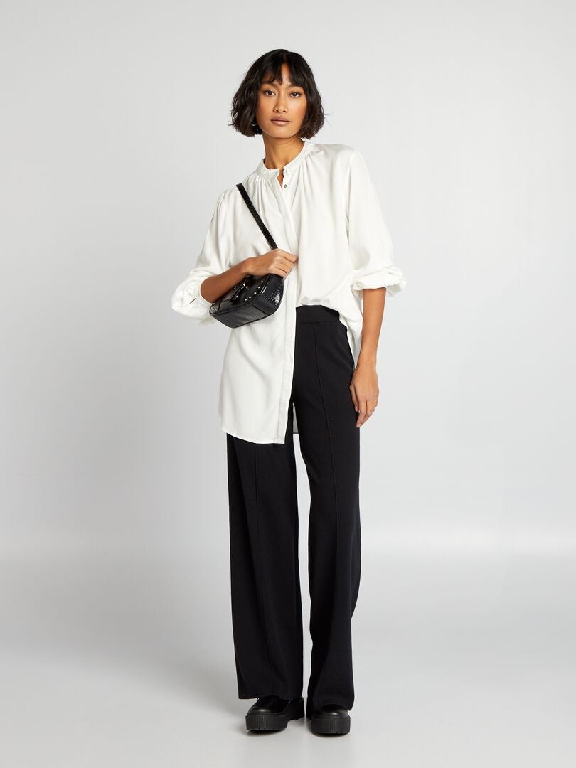 Blouse met mandarijnkraag - WIT