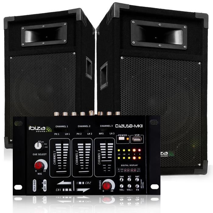 500W Sound System Package: Amplifier + Speakers + USB Mixer + 4 LED Light Sets