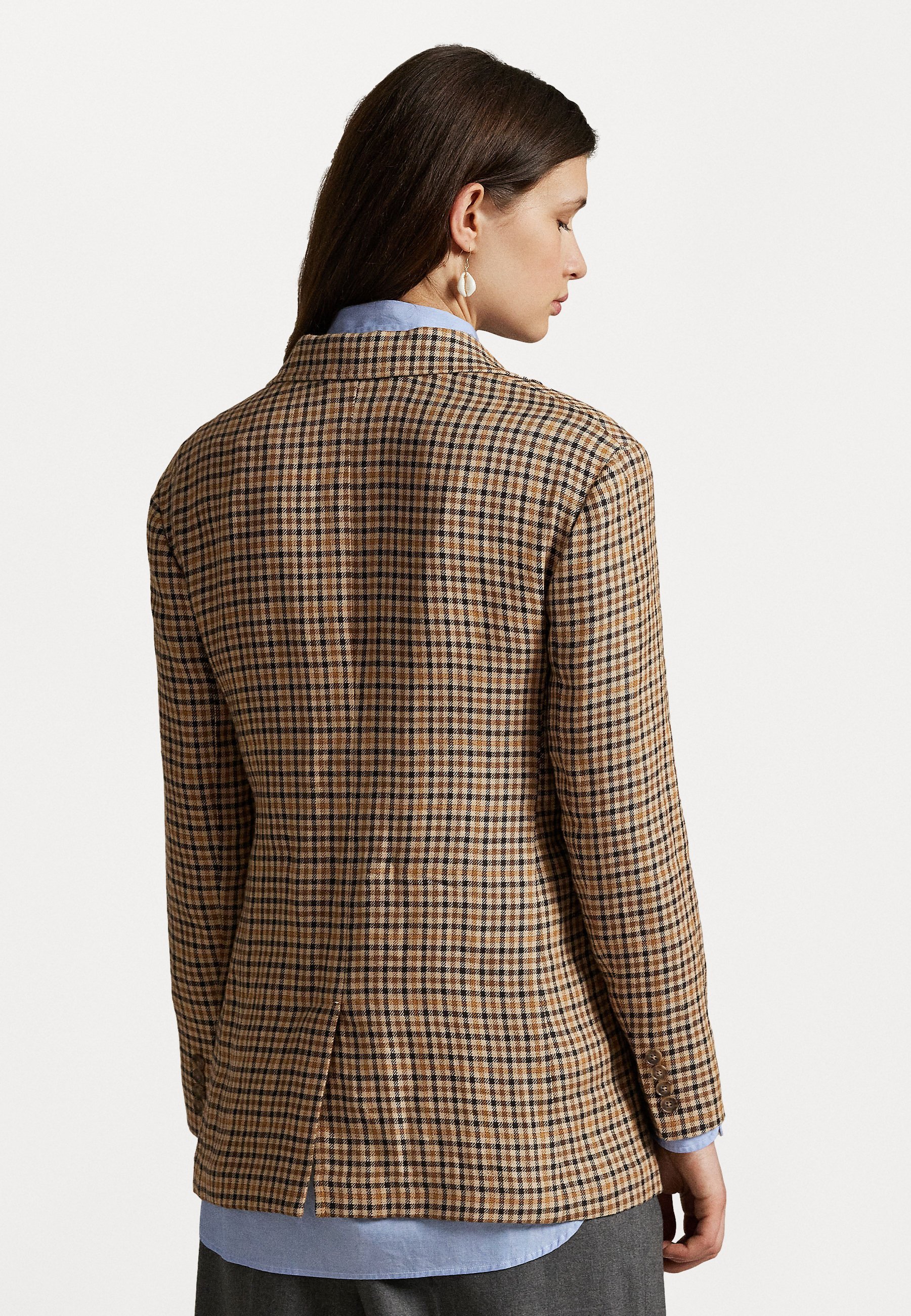Polo Ralph Lauren geruite linnen tweed blazer - Blazer - bruin